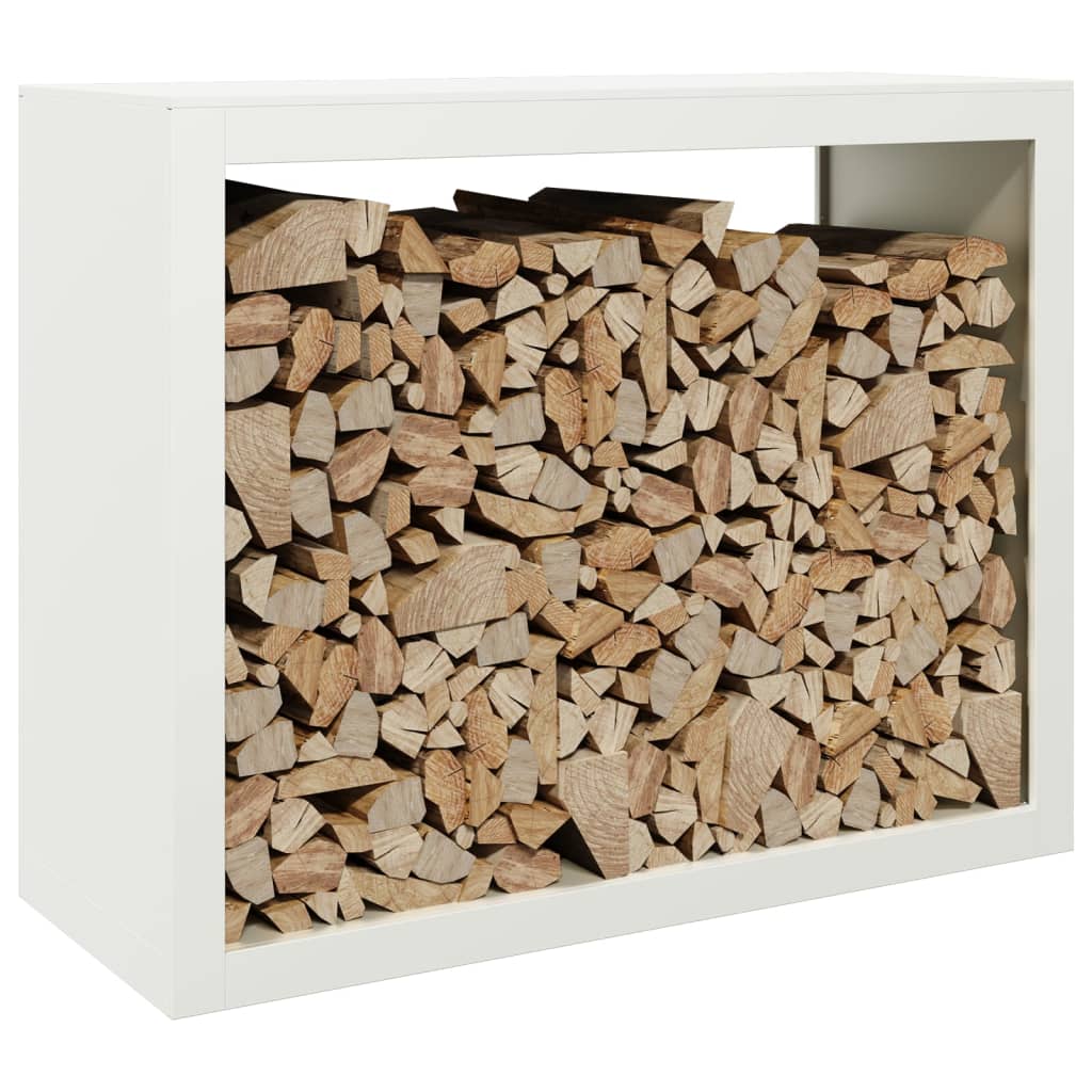 Vedstativ Hvit 100X40X80 Cm Stål