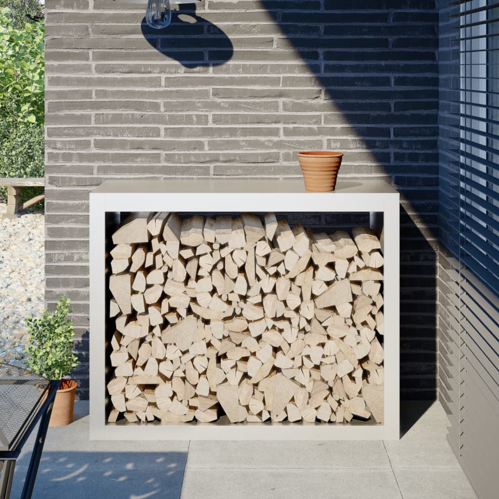 Vedstativ Hvit 100X40X80 Cm Stål