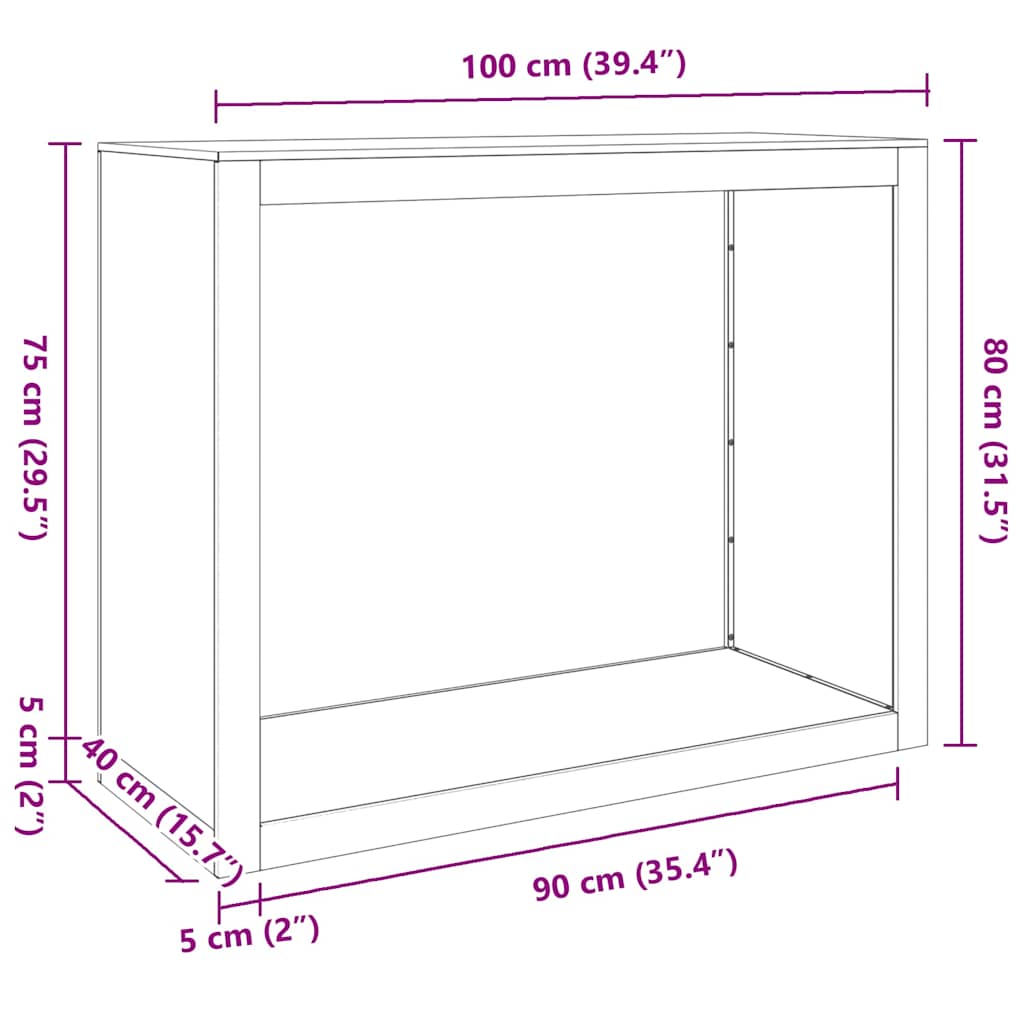 Vedstativ 100X40X80 Cm Oksidert Stål