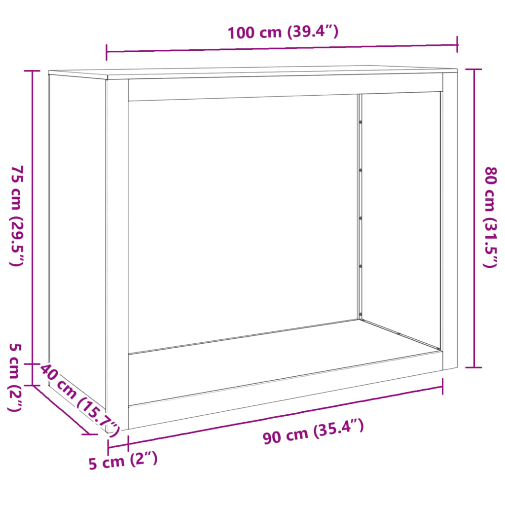 Vedstativ 100X40X80 Cm Oksidert Stål