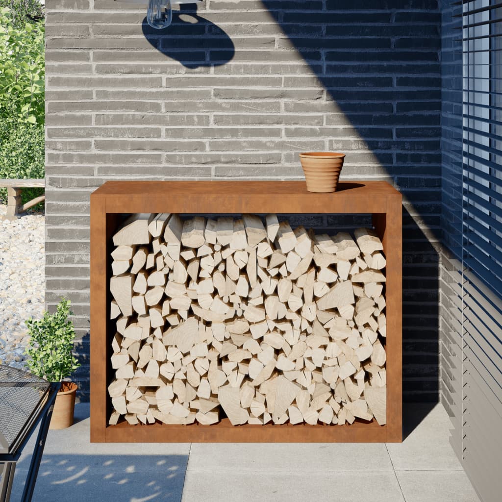 Vedstativ 100X40X80 Cm Oksidert Stål