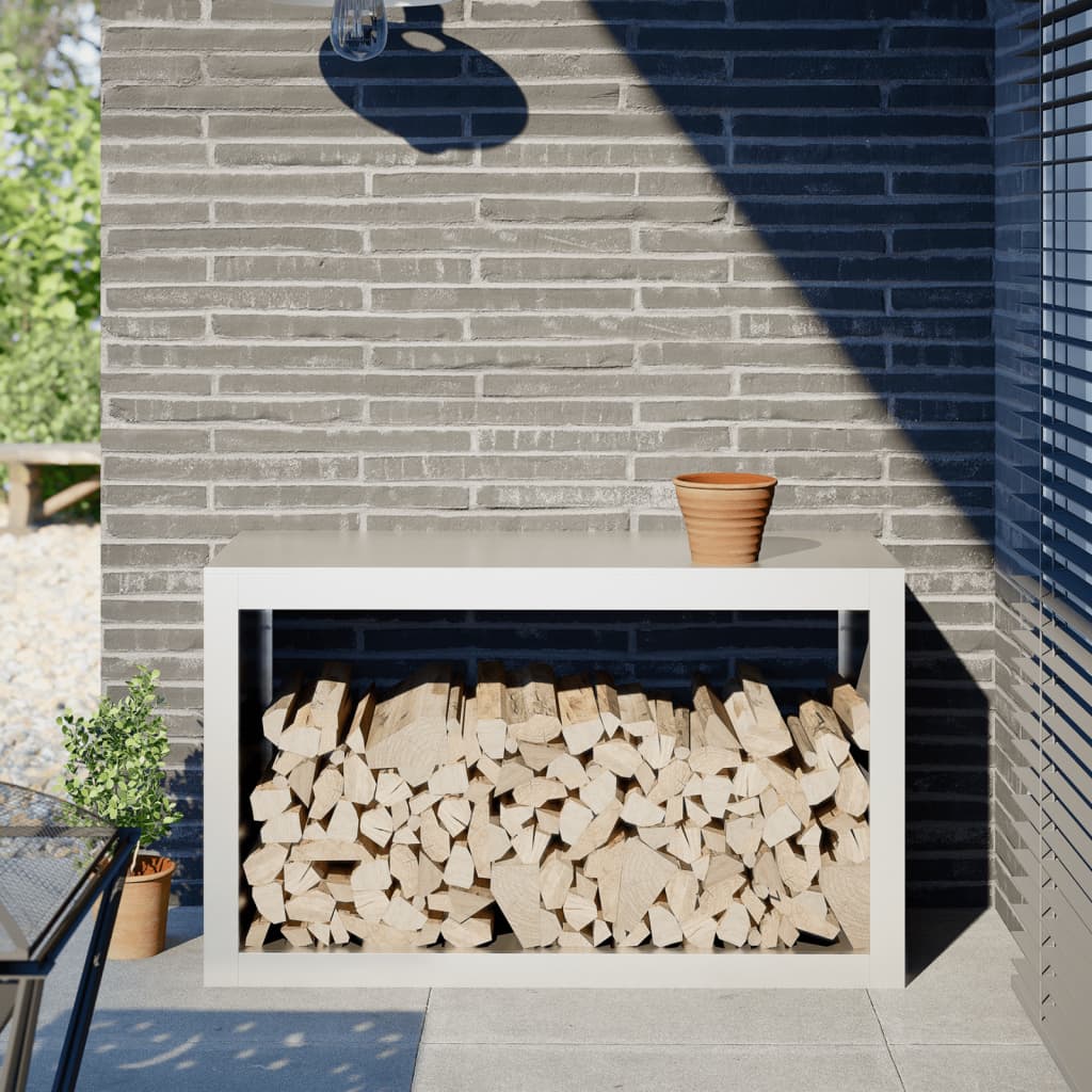 Vedstativ Hvit 100X40X60 Cm Stål