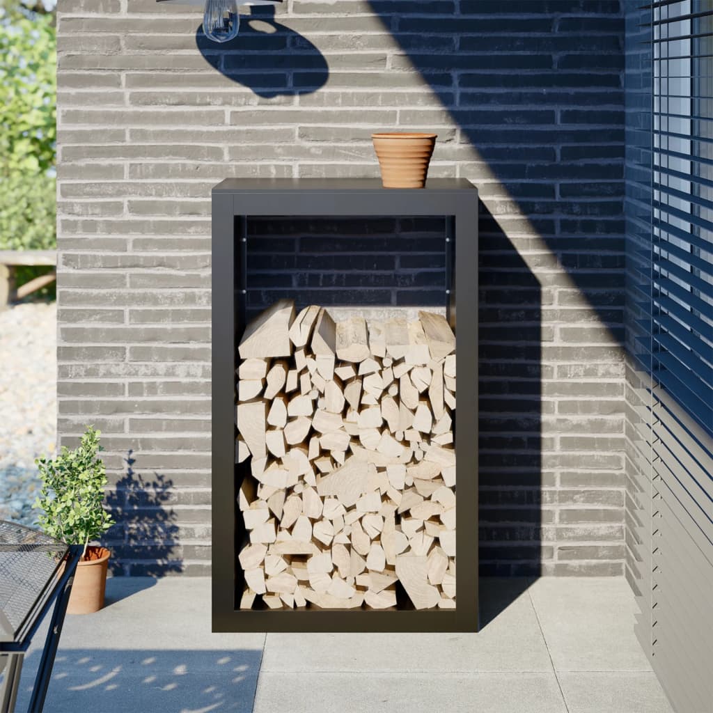 Vedstativ Svart 60X40X100 Cm Stål