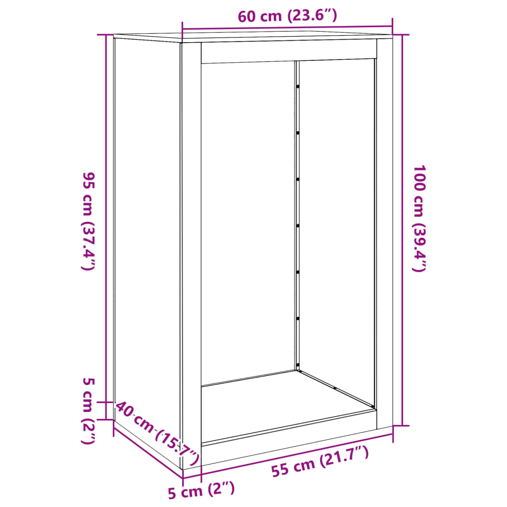 Vedstativ Hvit 60X40X100 Cm Stål