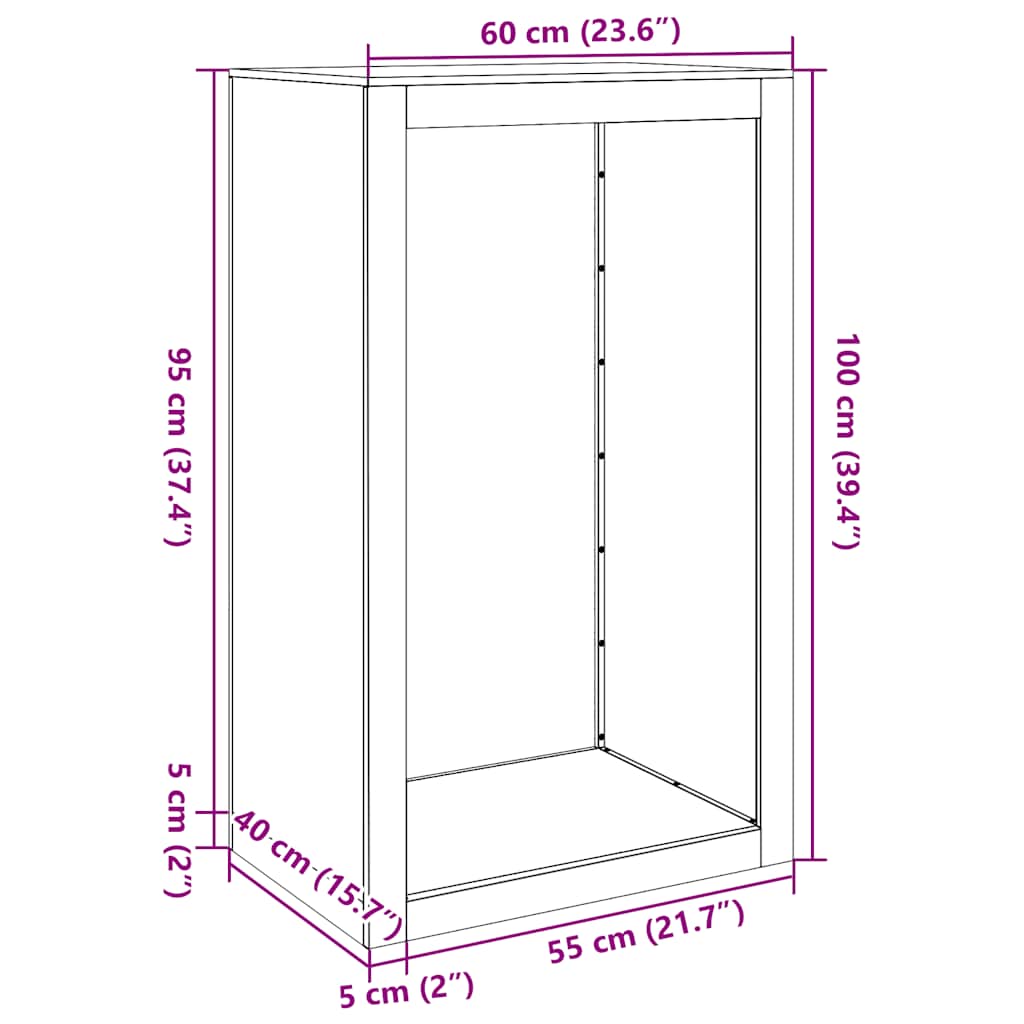 Vedstativ 60X40X100 Cm Galvanisert Stål