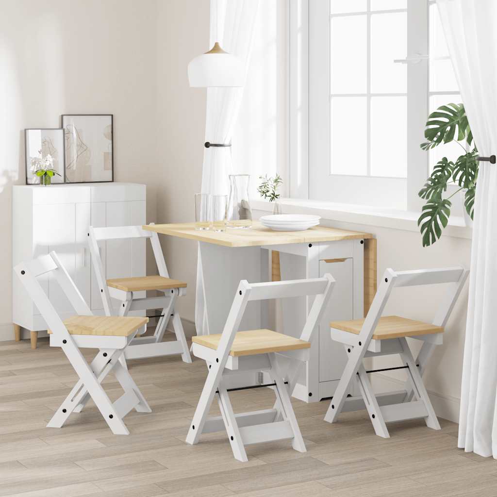 Sammenleggbare Spisestoler 4 Stk Corona Hvit Heltre Furu