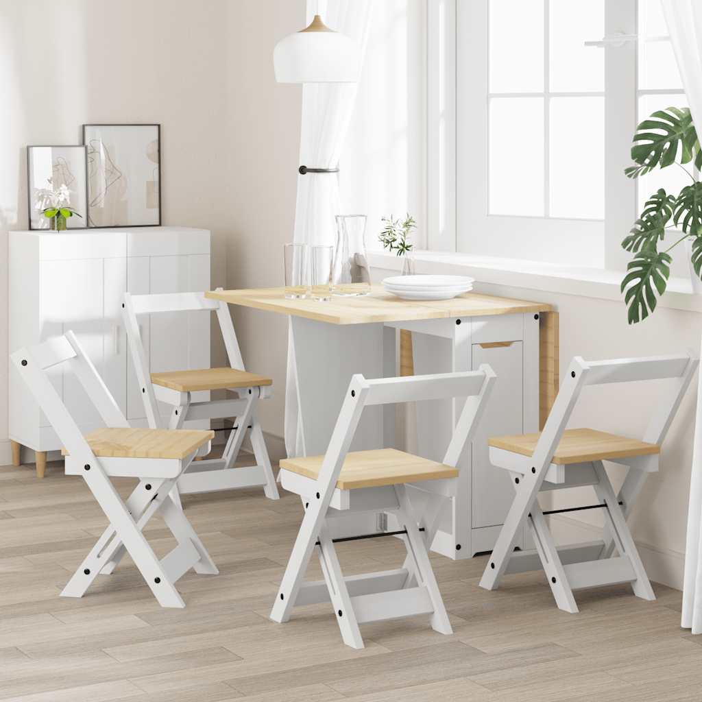 Sammenleggbare Spisestoler 4 Stk Corona Hvit Heltre Furu
