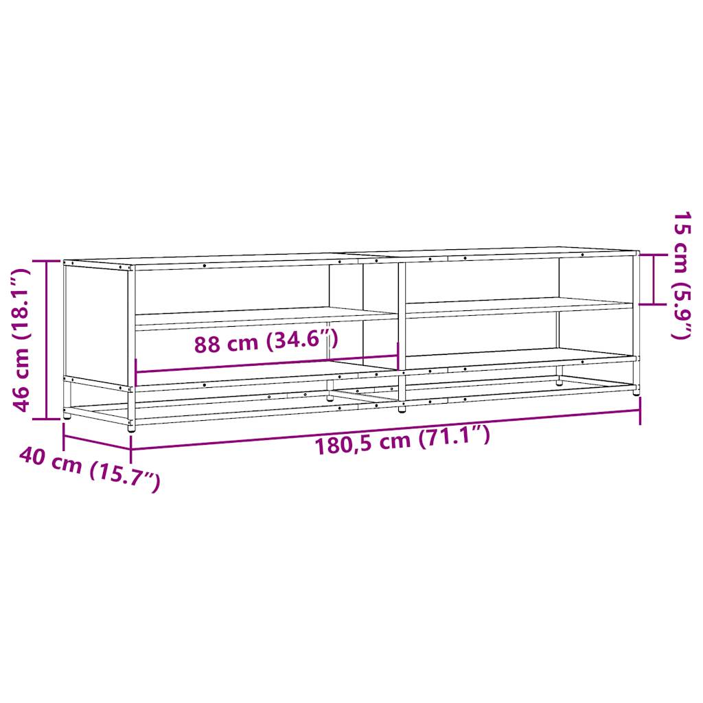 Tv-Benk Røkt Eik 180,5X40X46 Cm Konstruert Tre