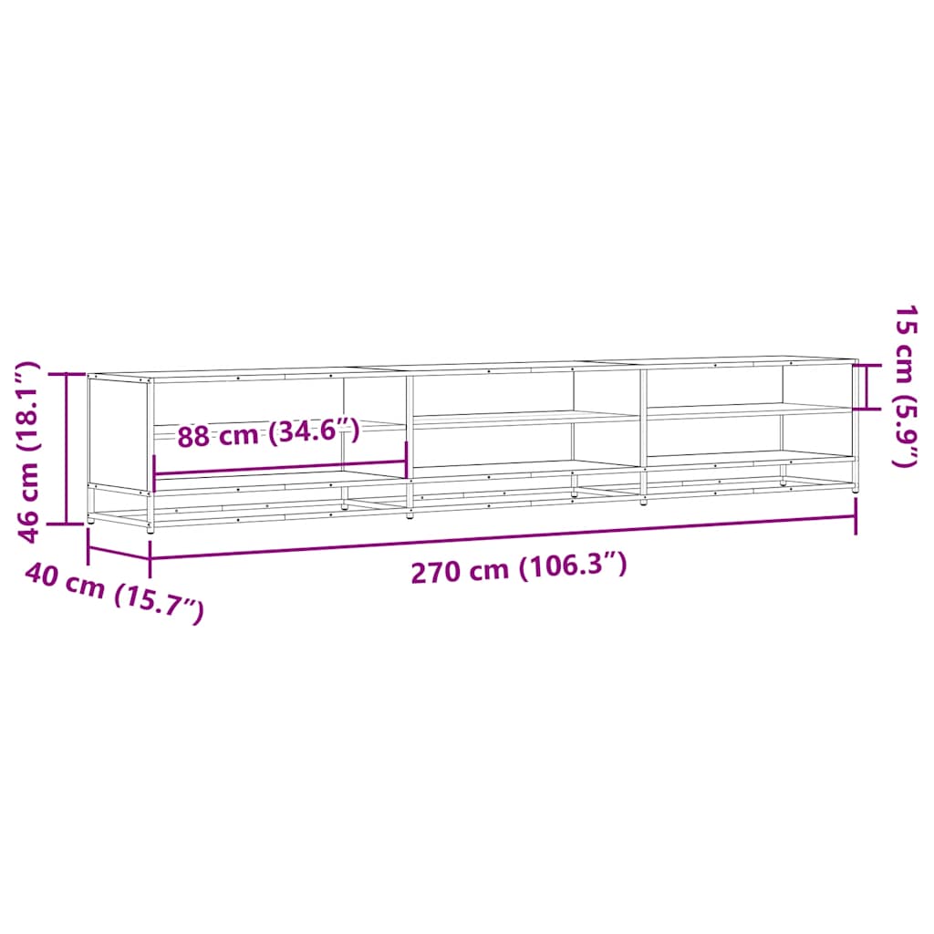 Tv-Benk Røkt Eik 270X40X46 Cm Konstruert Tre