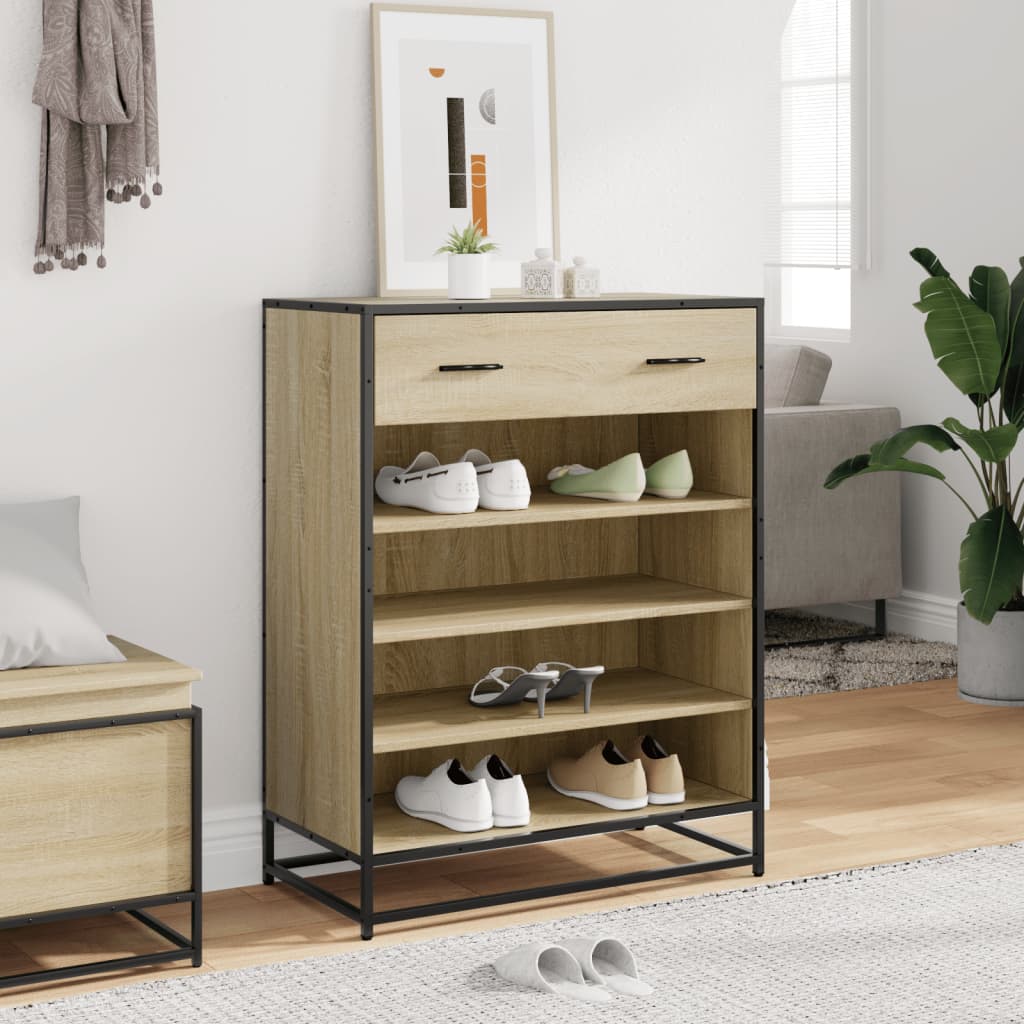 Skoskap Sonoma Eik 75X38X97,5 Cm Konstruert Tre Og Metall