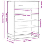 Skoskap Sonoma Eik 75X38X97,5 Cm Konstruert Tre Og Metall