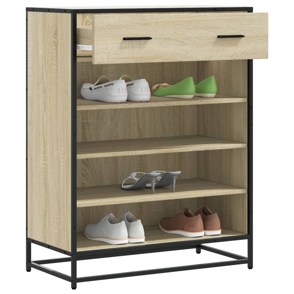 Skoskap Sonoma Eik 75X38X97,5 Cm Konstruert Tre Og Metall