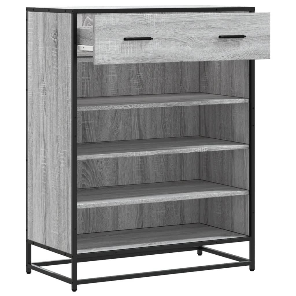 Skoskap Grå Sonoma 75X38X97,5 Cm Konstruert Tre Og Metall