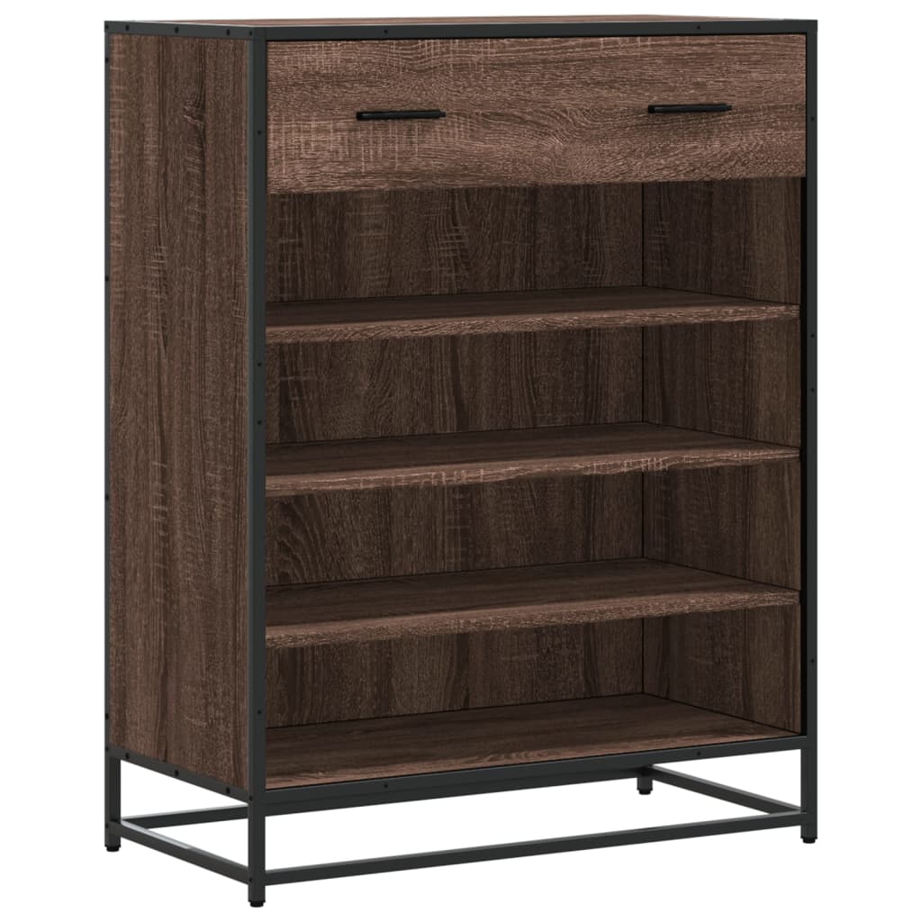 Skoskap Brun Eik 75X38X97,5 Cm Konstruert Tre Og Metall