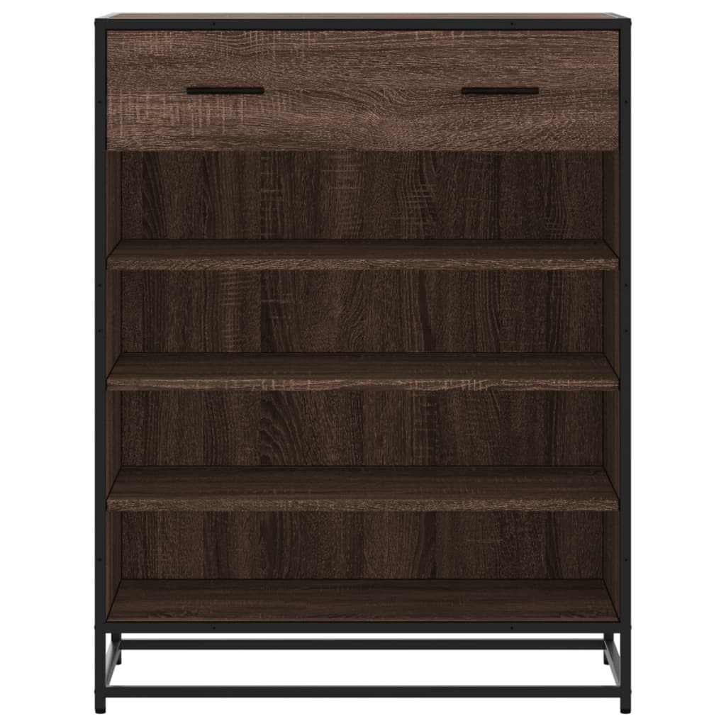 Skoskap Brun Eik 75X38X97,5 Cm Konstruert Tre Og Metall