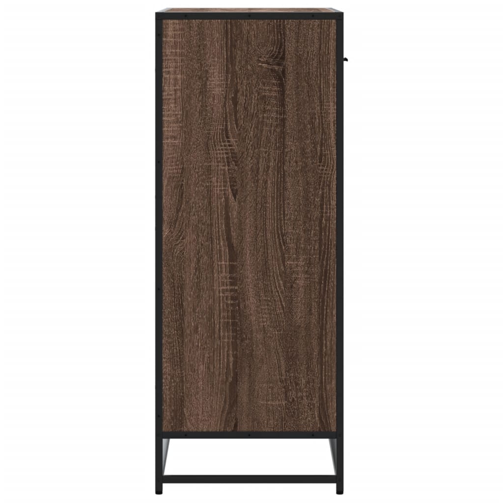 Skoskap Brun Eik 75X38X97,5 Cm Konstruert Tre Og Metall