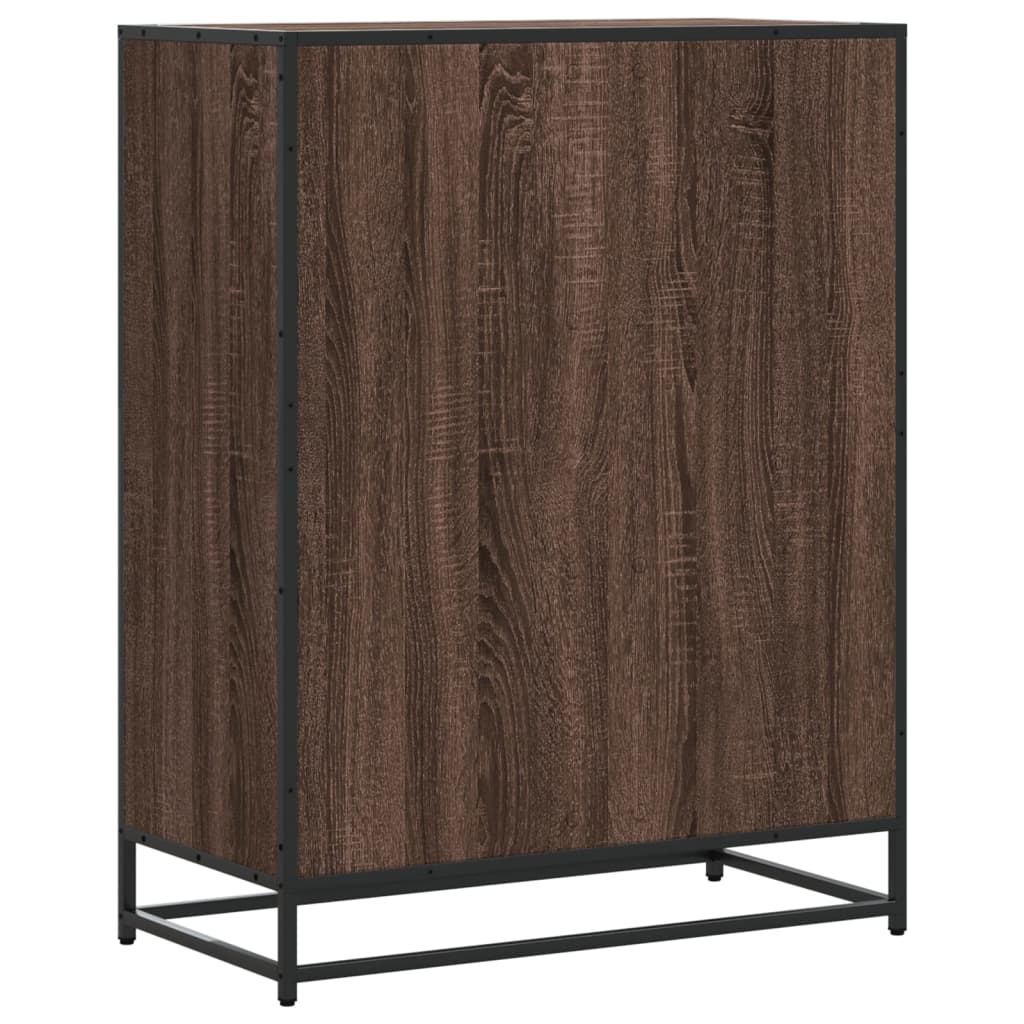 Skoskap Brun Eik 75X38X97,5 Cm Konstruert Tre Og Metall