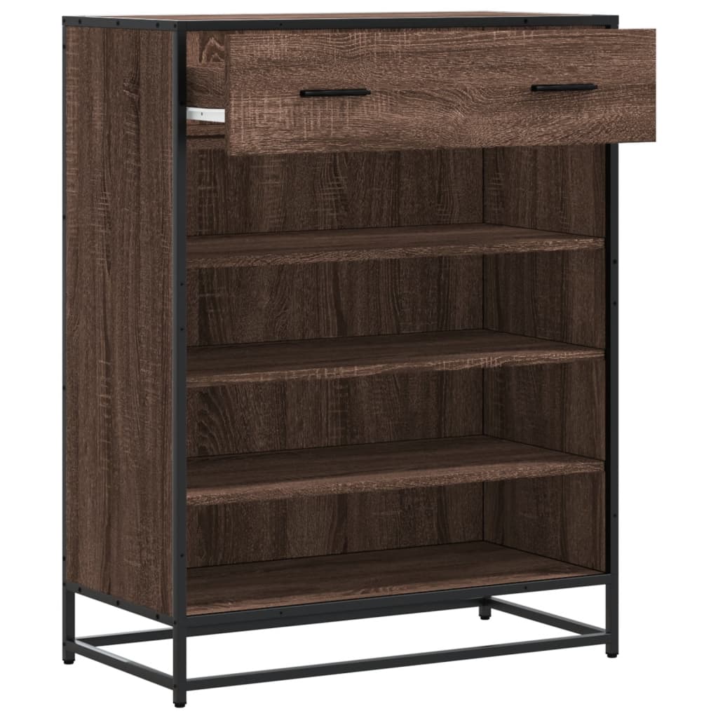 Skoskap Brun Eik 75X38X97,5 Cm Konstruert Tre Og Metall