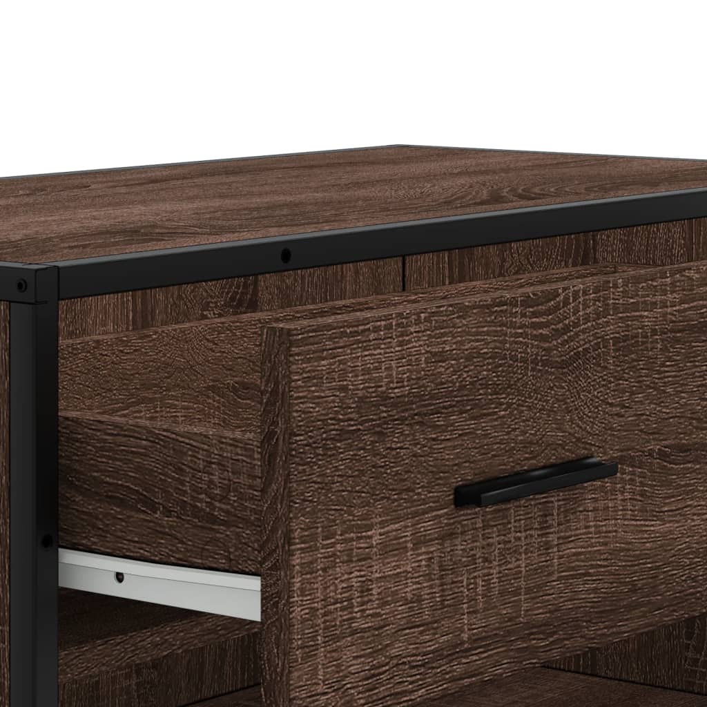 Skoskap Brun Eik 75X38X97,5 Cm Konstruert Tre Og Metall