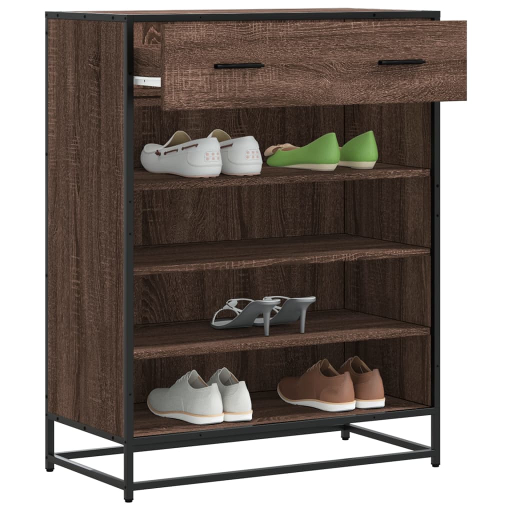 Skoskap Brun Eik 75X38X97,5 Cm Konstruert Tre Og Metall