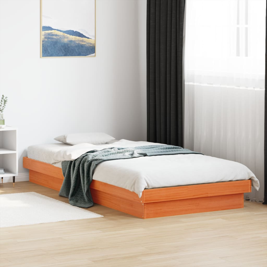 Sengeramme Med Led Voksbrun 75X190 Cm Heltre Furu
