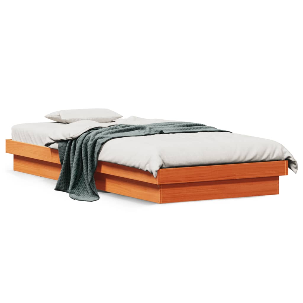 Sengeramme Med Led Voksbrun 75X190 Cm Heltre Furu