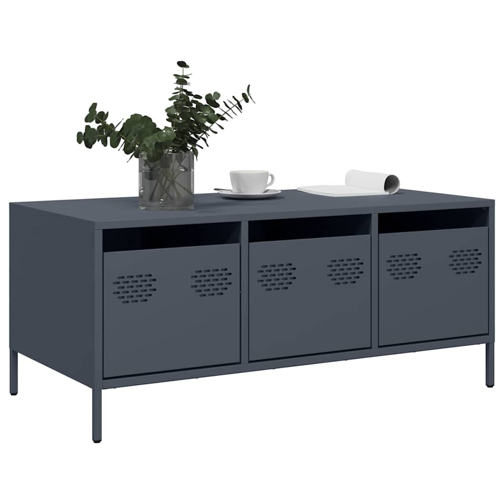 Salongbord Antrasitt 101,5X50X43,5 Cm Kaldvalset Stål