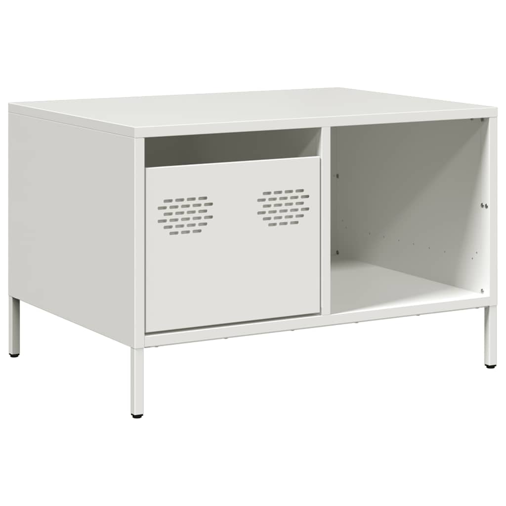 Salongbord Hvit 68,5X50X43,5 Cm Kaldvalset Stål