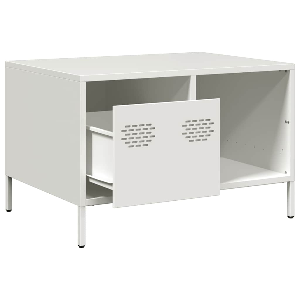 Salongbord Hvit 68,5X50X43,5 Cm Kaldvalset Stål