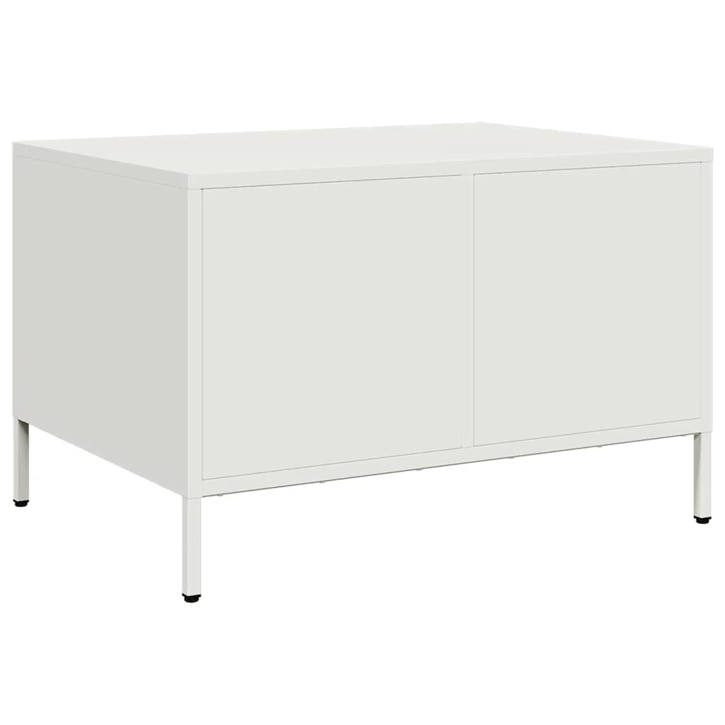 Salongbord Hvit 68,5X50X43,5 Cm Kaldvalset Stål