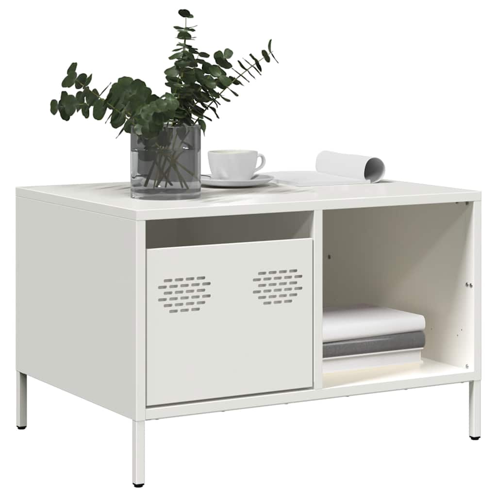 Salongbord Hvit 68,5X50X43,5 Cm Kaldvalset Stål