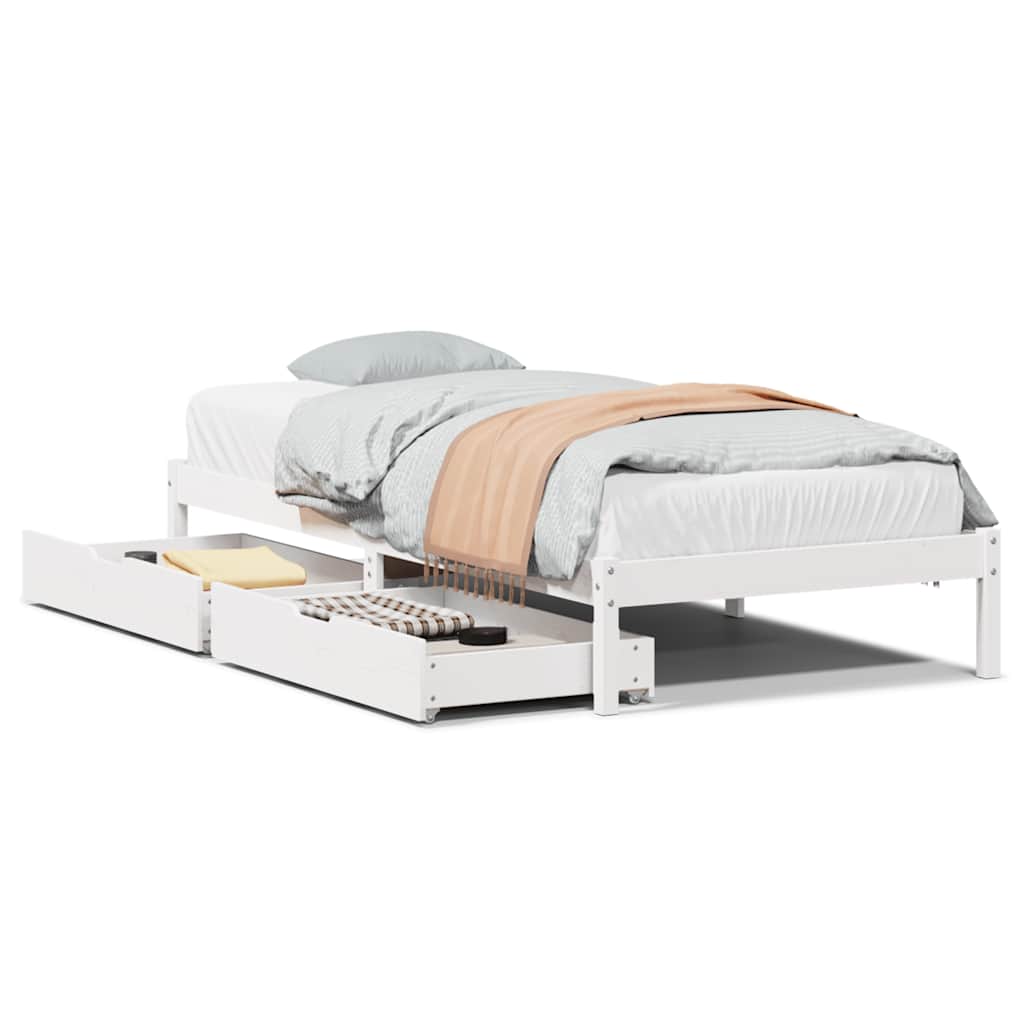 Sengeramme Uten Madrass Hvit 75X190 Cm Heltre Furu