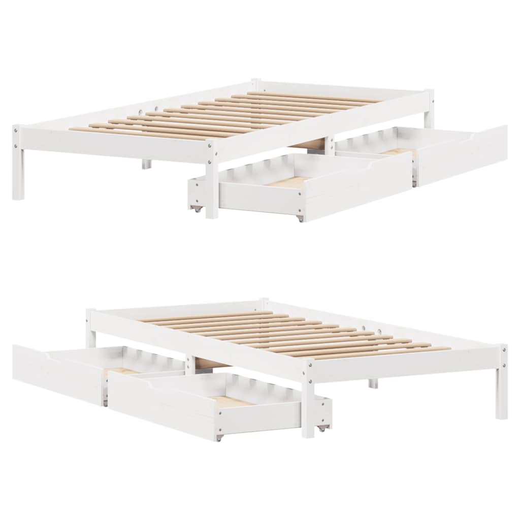 Sengeramme Uten Madrass Hvit 75X190 Cm Heltre Furu