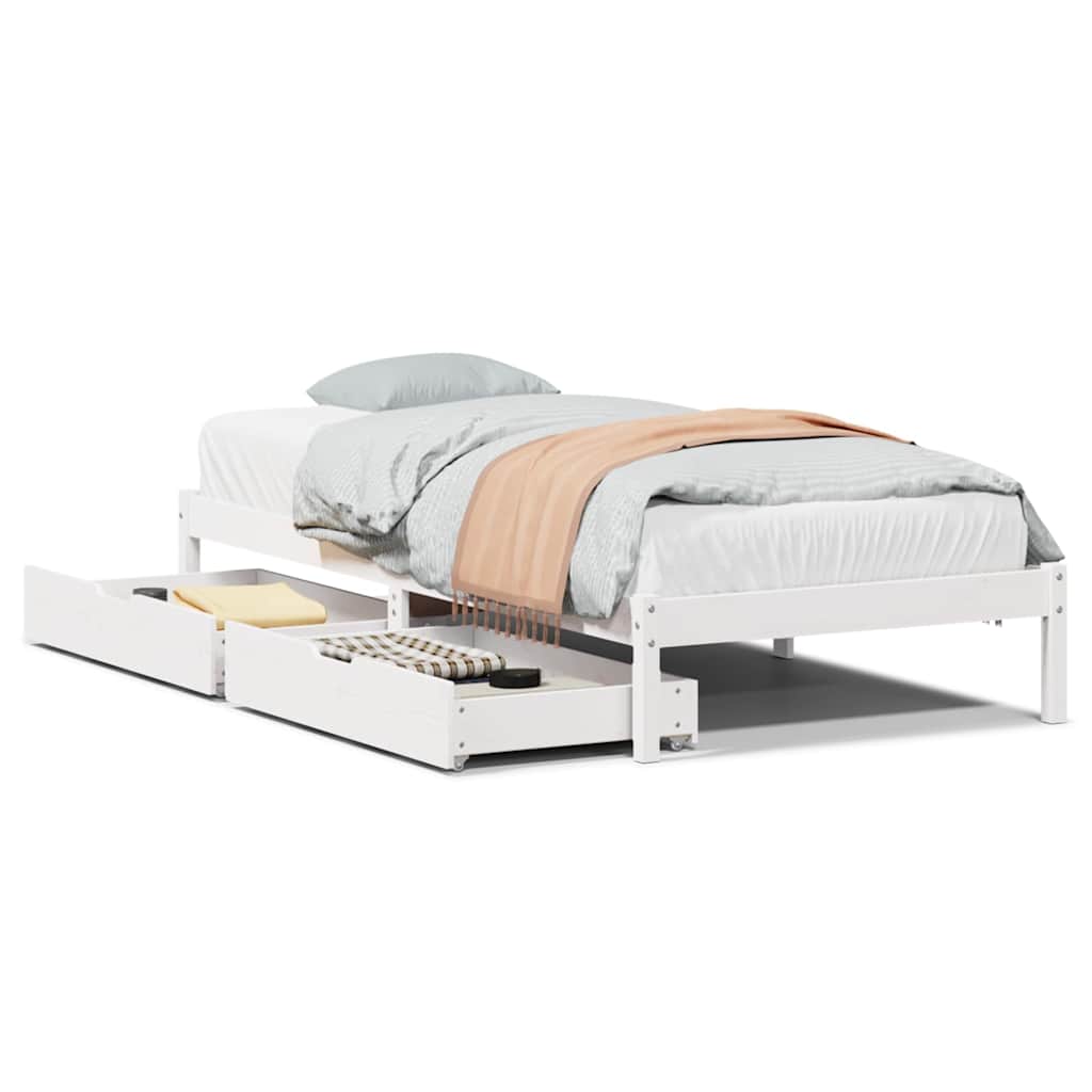 Sengeramme Uten Madrass Hvit 90X190 Cm Heltre Furu