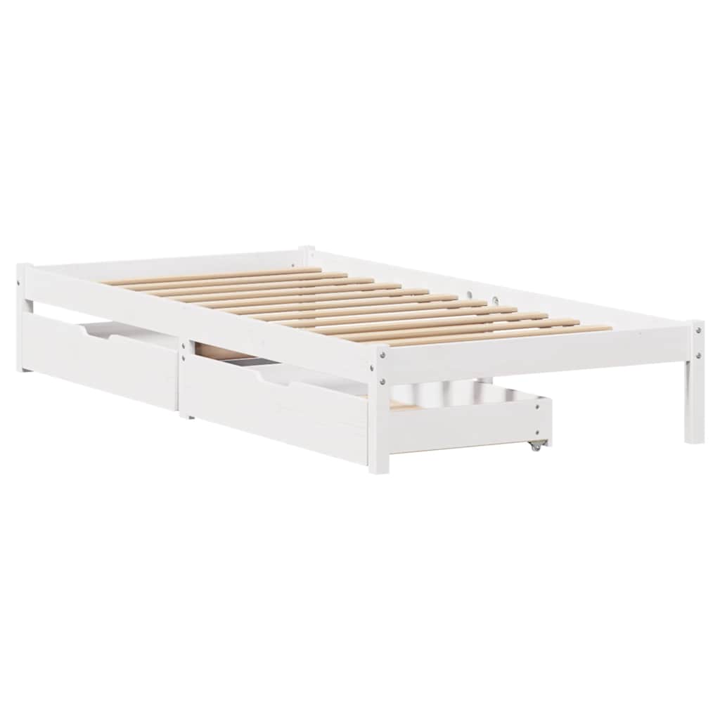 Sengeramme Uten Madrass Hvit 90X190 Cm Heltre Furu