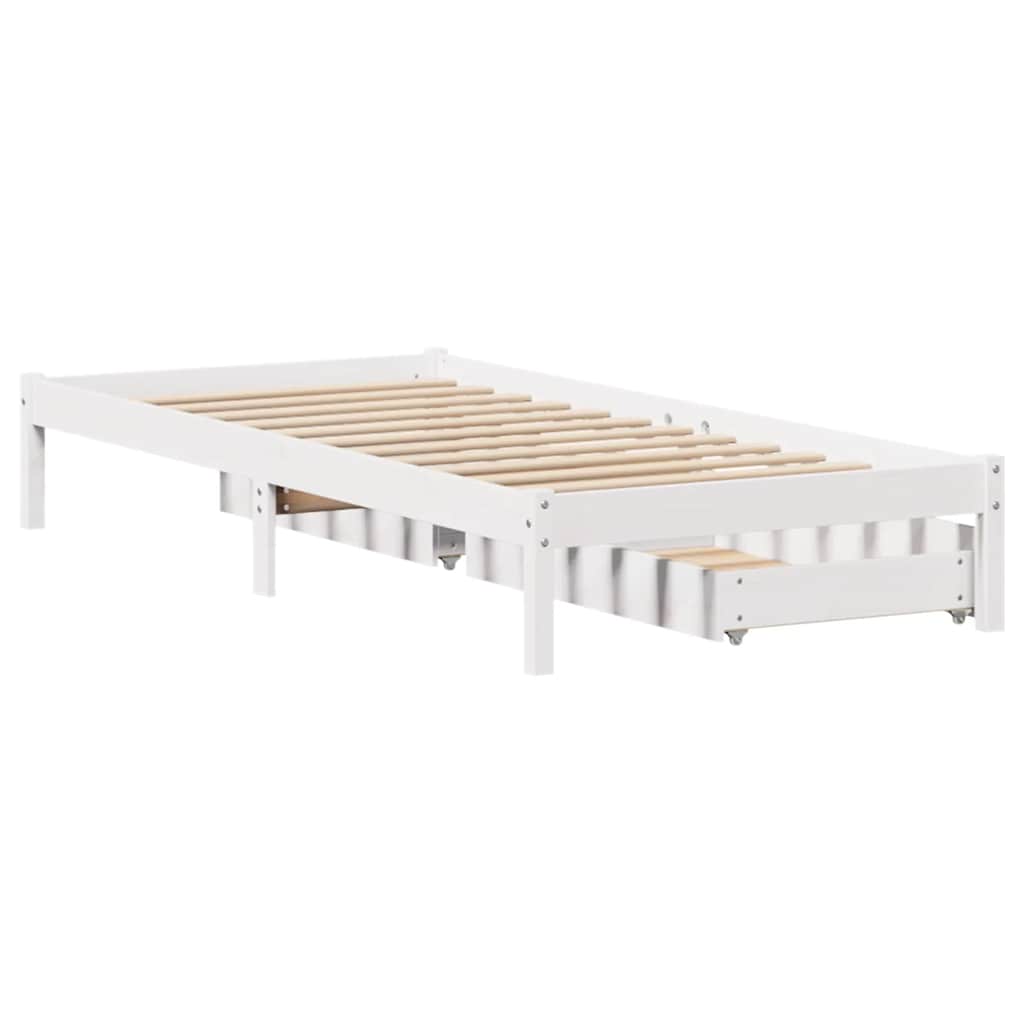 Sengeramme Uten Madrass Hvit 90X190 Cm Heltre Furu