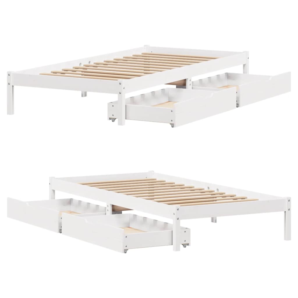 Sengeramme Uten Madrass Hvit 90X190 Cm Heltre Furu