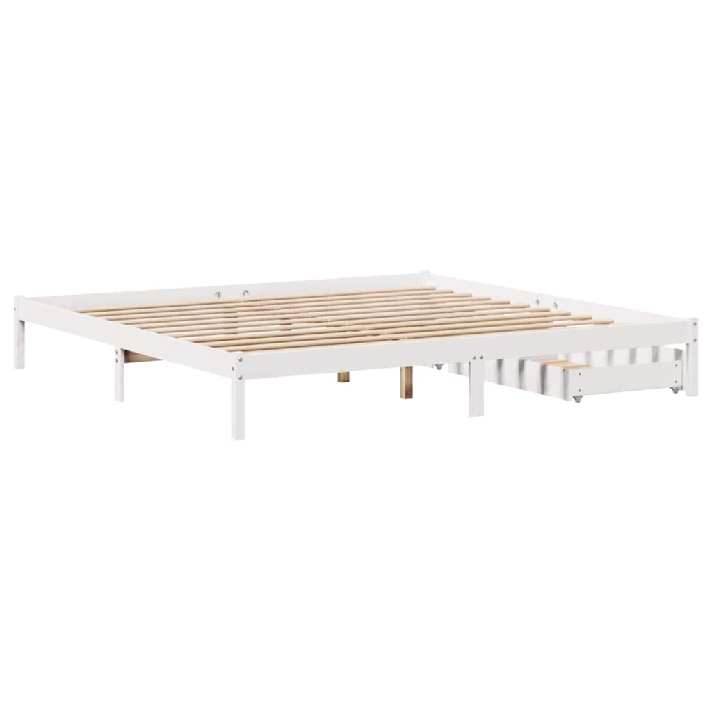 Sengeramme Uten Madrass Hvit 180X200 Cm Heltre Furu