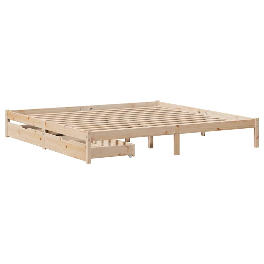 Sengeramme Med Madrass 200X200 Cm Heltre Furu