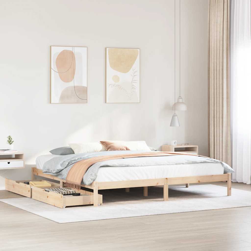 Sengeramme Med Madrass 200X200 Cm Heltre Furu
