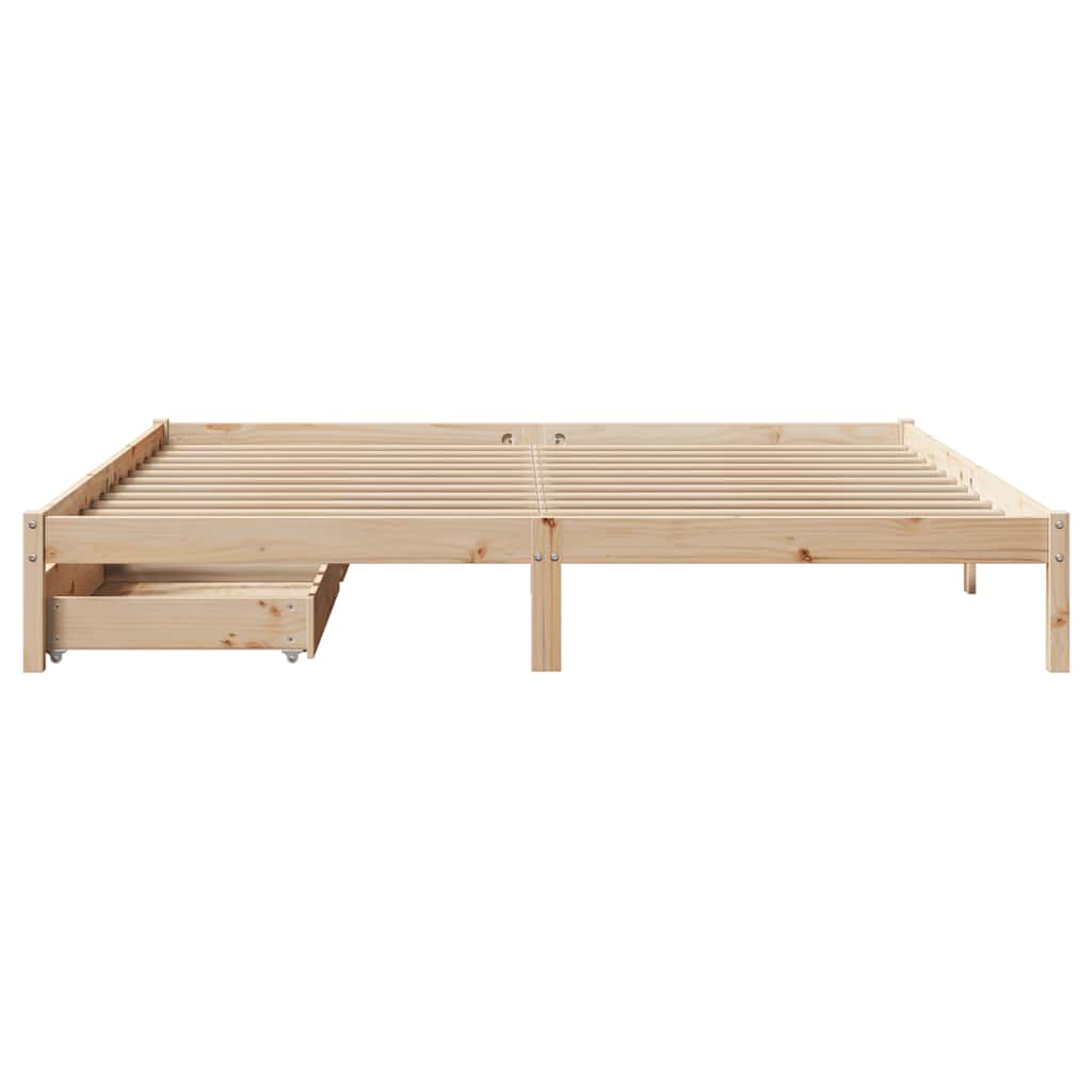Sengeramme Med Madrass 200X200 Cm Heltre Furu