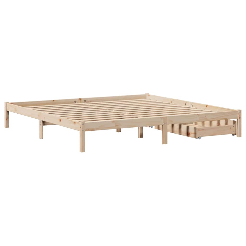 Sengeramme Med Madrass 200X200 Cm Heltre Furu