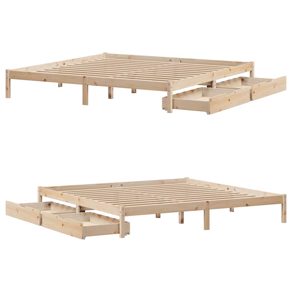 Sengeramme Med Madrass 200X200 Cm Heltre Furu