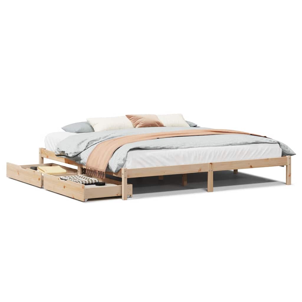 Sengeramme Med Madrass 200X200 Cm Heltre Furu