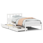 Sengeramme Uten Madrass Hvit 75X190 Cm Heltre Furu