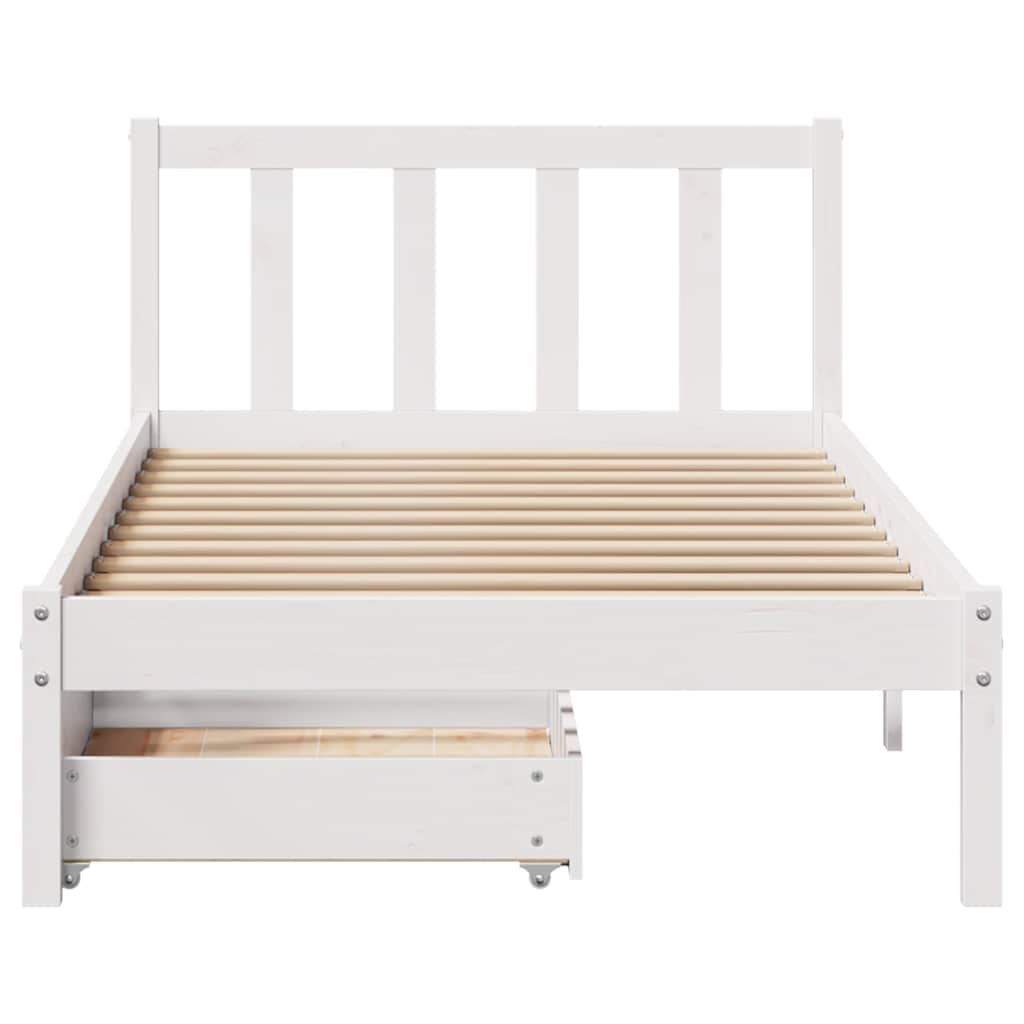Sengeramme Uten Madrass Hvit 75X190 Cm Heltre Furu