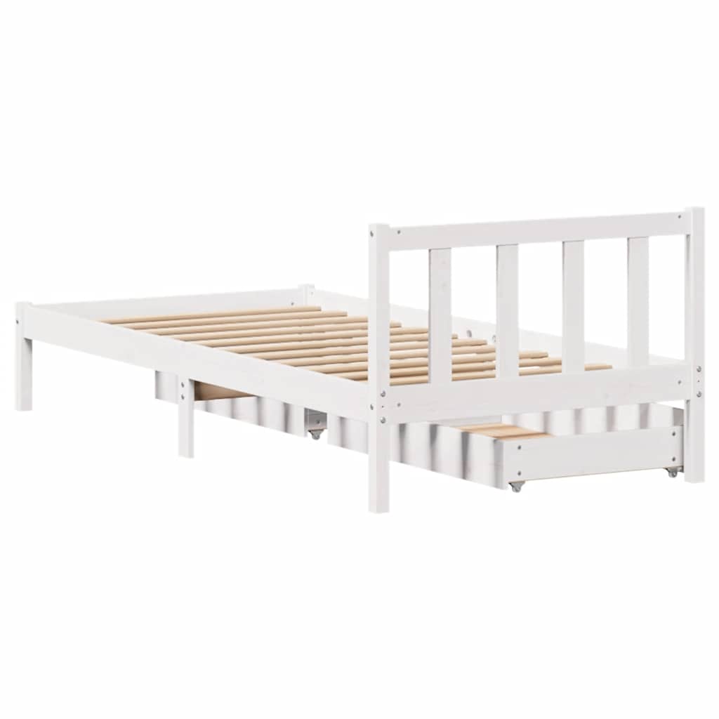 Sengeramme Uten Madrass Hvit 75X190 Cm Heltre Furu