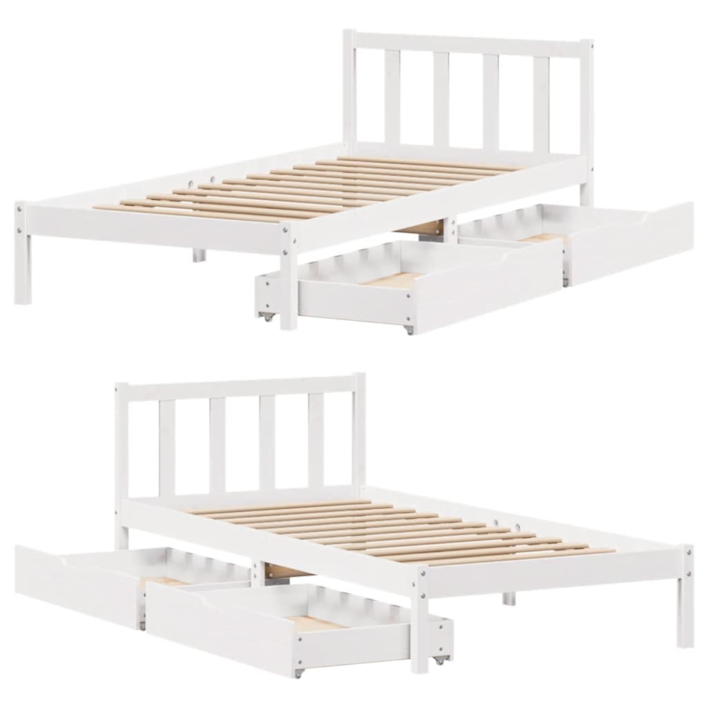 Sengeramme Uten Madrass Hvit 75X190 Cm Heltre Furu