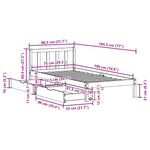Sengeramme Uten Madrass Hvit 75X190 Cm Heltre Furu