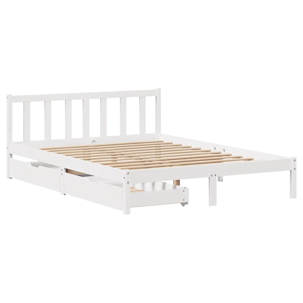 Sengeramme Uten Madrass Hvit 140X190 Cm Heltre Furu